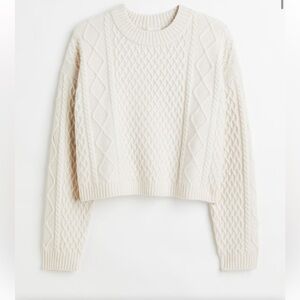 H&M Crop Cable Knit Sweater Cream